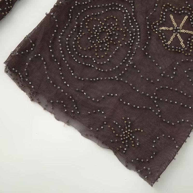 Women's Summer Beaded Sequined Pants Baggy Streetwear Wide Leg Pants Woman Fashion Office Casual Bottoms High Waist Pants Fluid Trousers Bohemian Boho Trousers Boho Festival Trousers