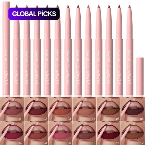 Waterproof Set, 12pcs/set Matte Lip Liner Kit, Easy-Coloring Lip Liner Pencils Suitable for All Occasion, Makeup Products for Girls and Women, Tinted Lip Liner, Matte Lipliner Set #GLOBAL PICKS