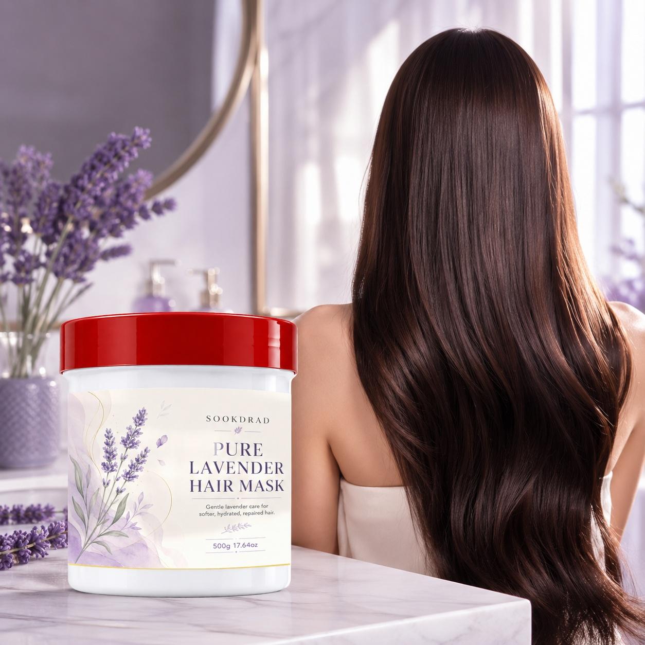 Pure Lavender Hair Mask, pure lavender, gentle care, softening, hydrating, repairing, for hair, 17.64oz, 500g