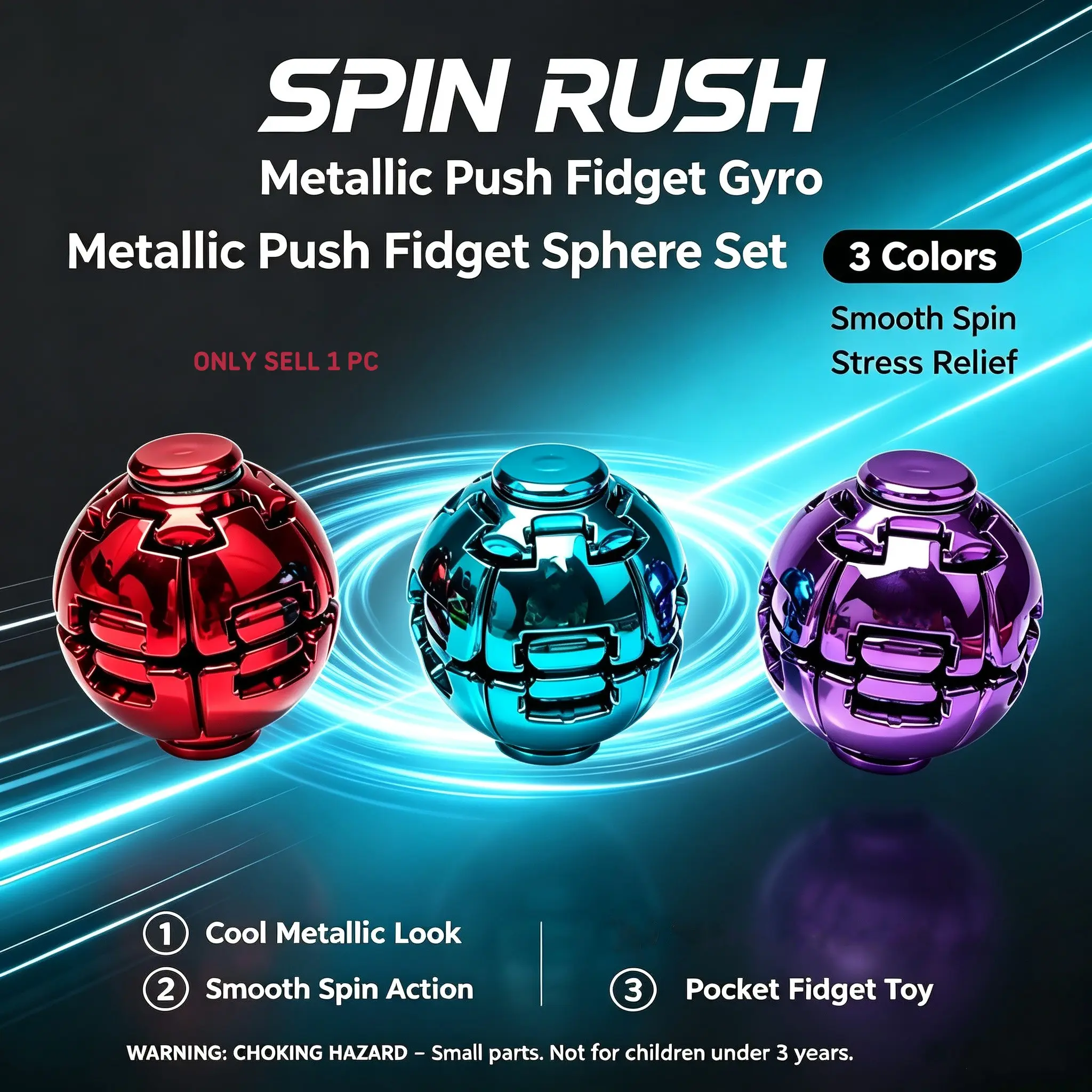 Finger Press Gyro Office Stress Relief Toy, Finger Spinner, Electroplated Glossy Finish, Perfect for Desk Workspaces, Durable Design for Long-Lasting Use