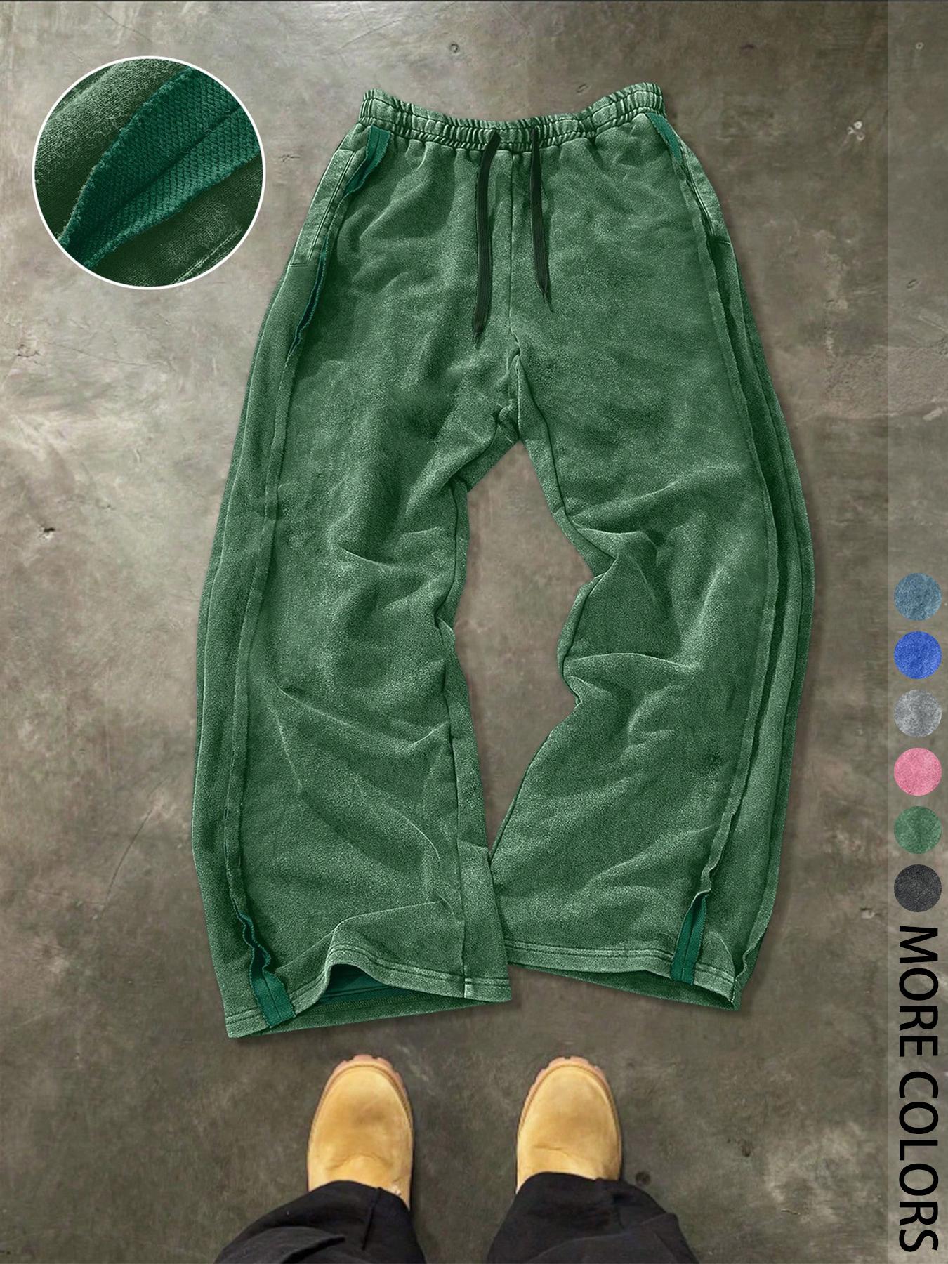 Men's Streetwear Cotton Joggers, Loose Fit Elastic Waist Knit Pants, Casual All-Season Woven Fabric, Daily Wear Fashion