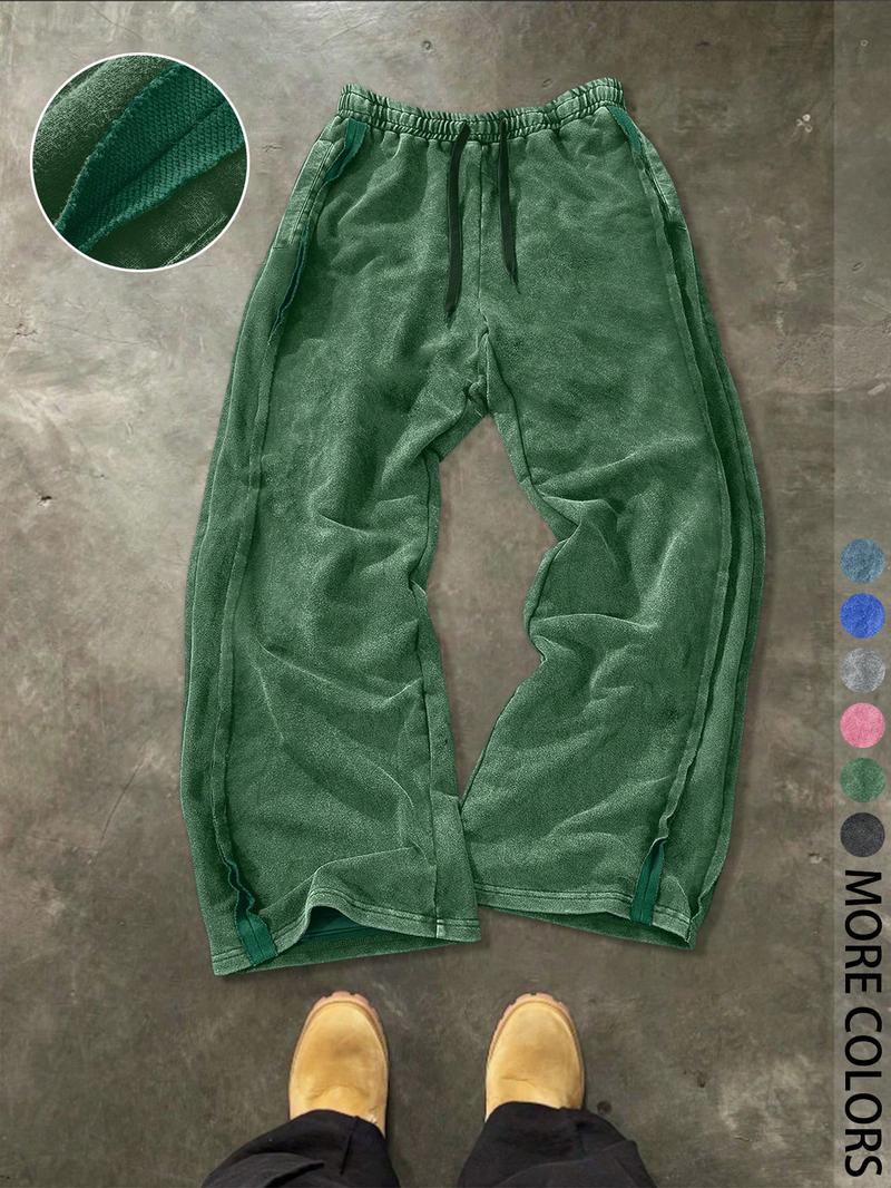 Men's Streetwear Cotton Joggers, Loose Fit Elastic Waist Knit Pants, Casual All-Season Woven Fabric, Daily Wear Fashion