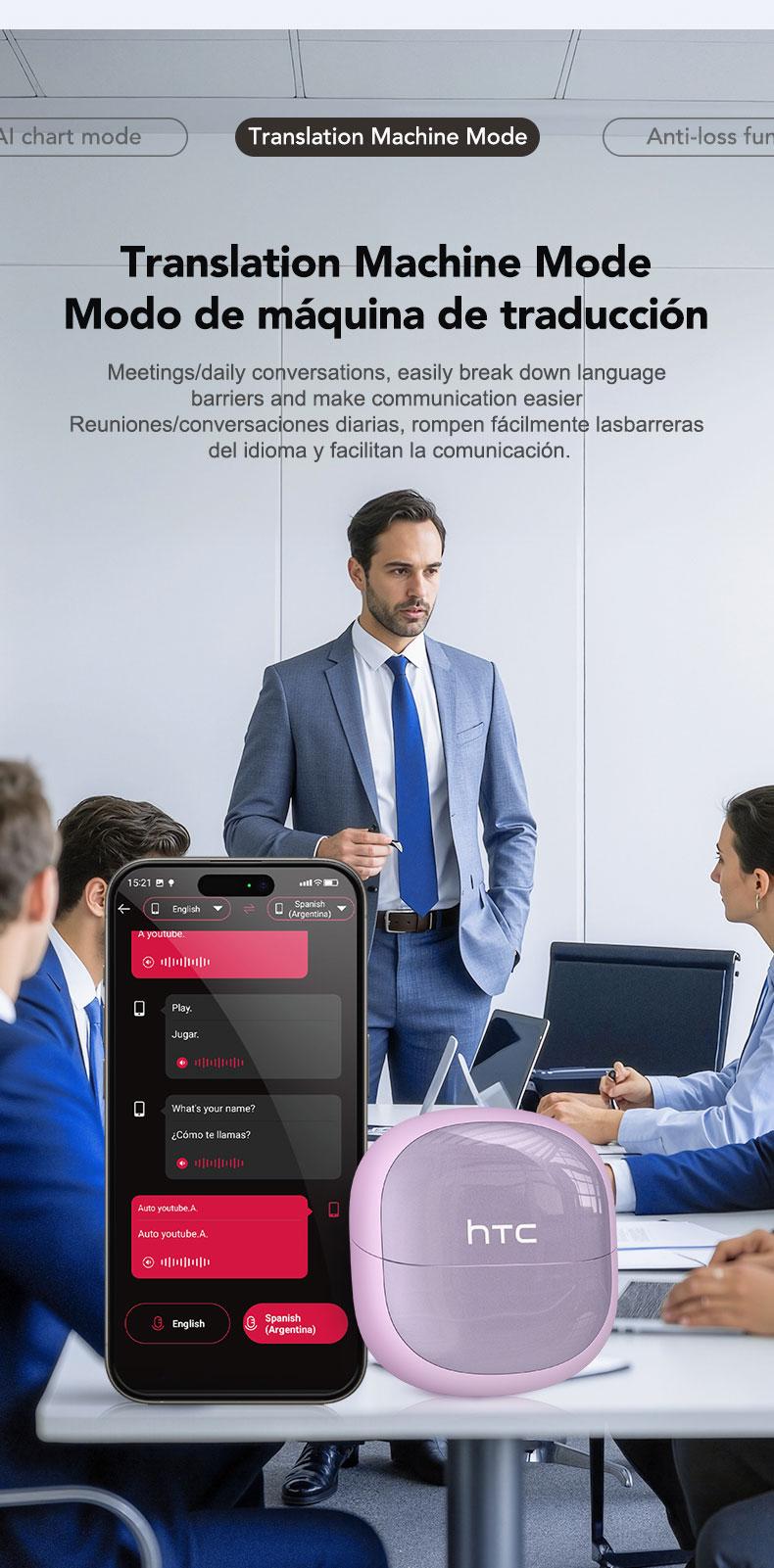 HTC NE15 AI translation earphones clip-on earphones business earphones Bluetooth earphones 6.0 low latency earphones IPX5 waterproof HiFi sound quality ear clip wireless earphones