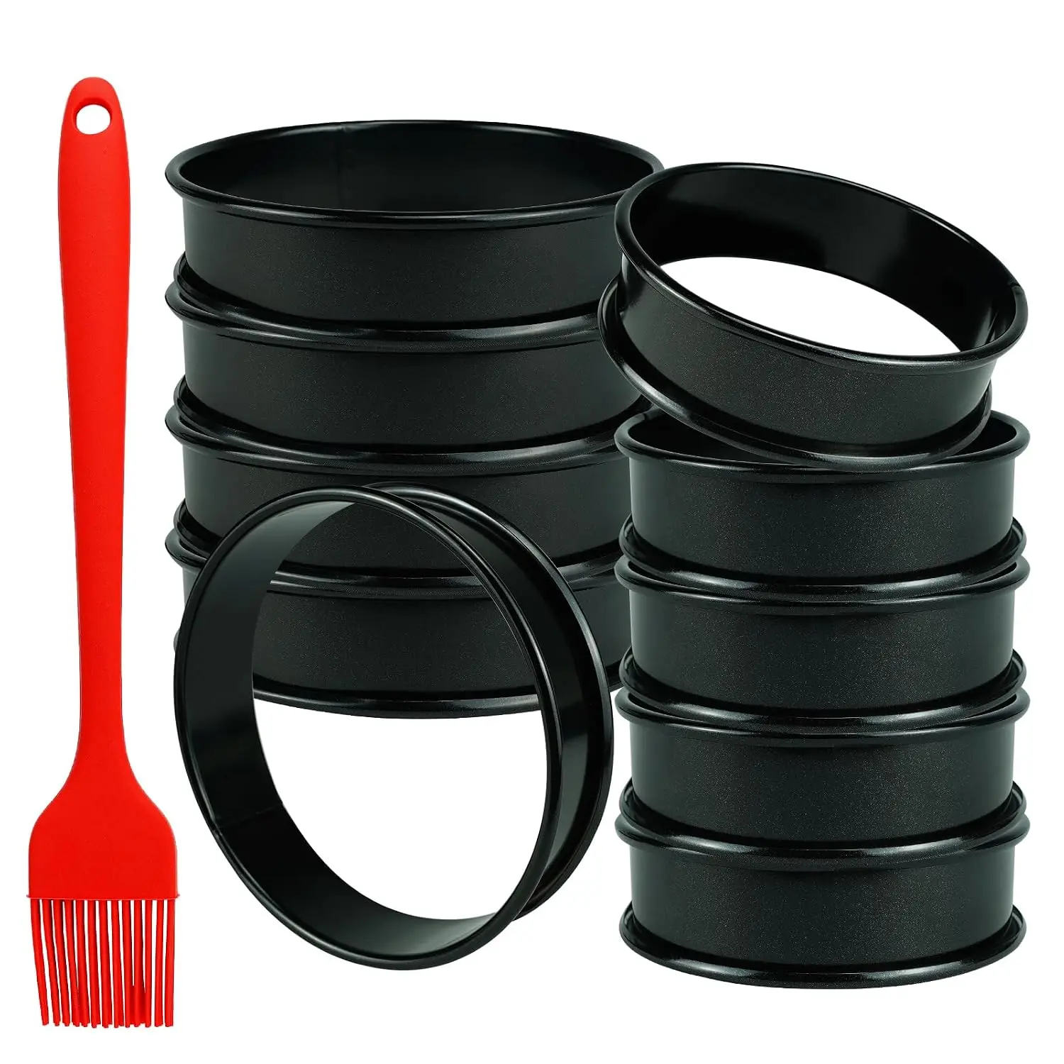 10 Pack Cookie Rings for Baking NONSTICK Upgrade Double Rolled Tart Rings, Cookie Circle Baking - 4 Inch+3.35 Inch Set Round Metal Pastry Ring Mold for Bakings, Pancakes