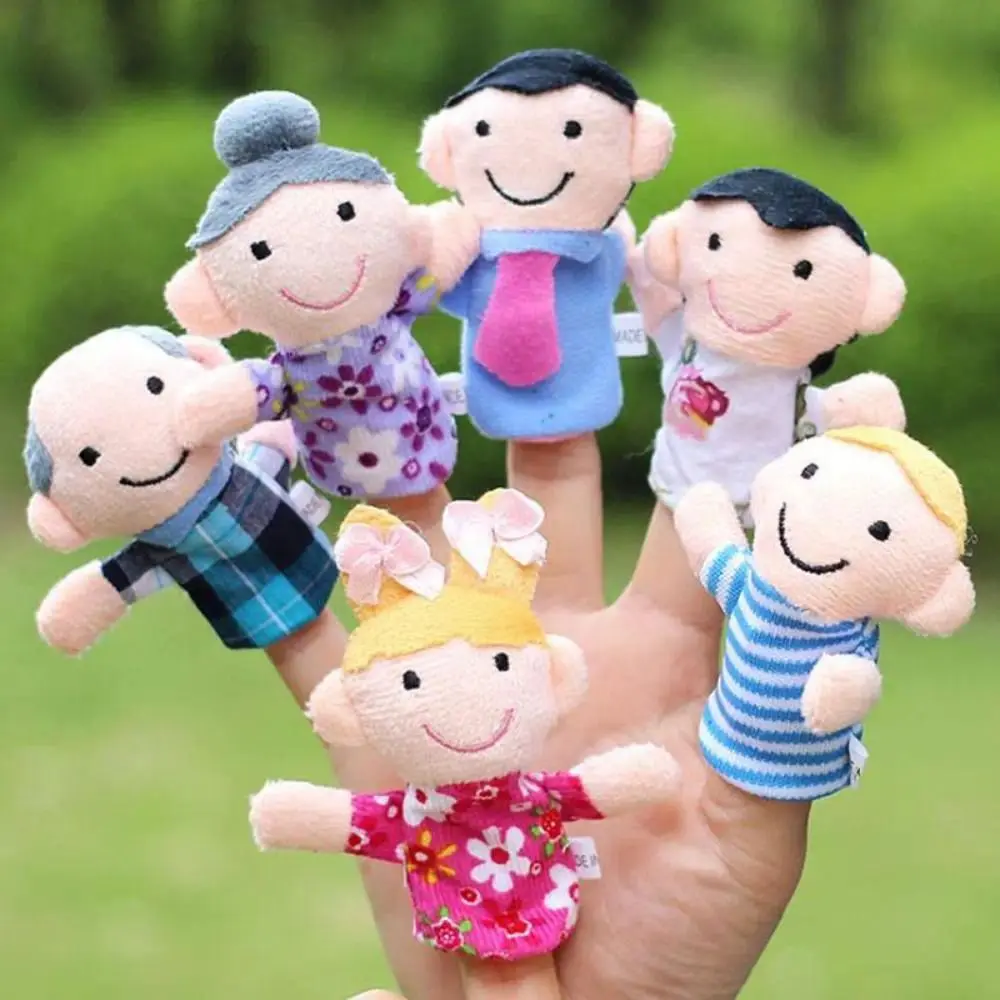 6Pcs Soft Plush Finger Puppets Set Interactive Educational Cloth Velvet Early Education Toys Safe Mini Finger Toys