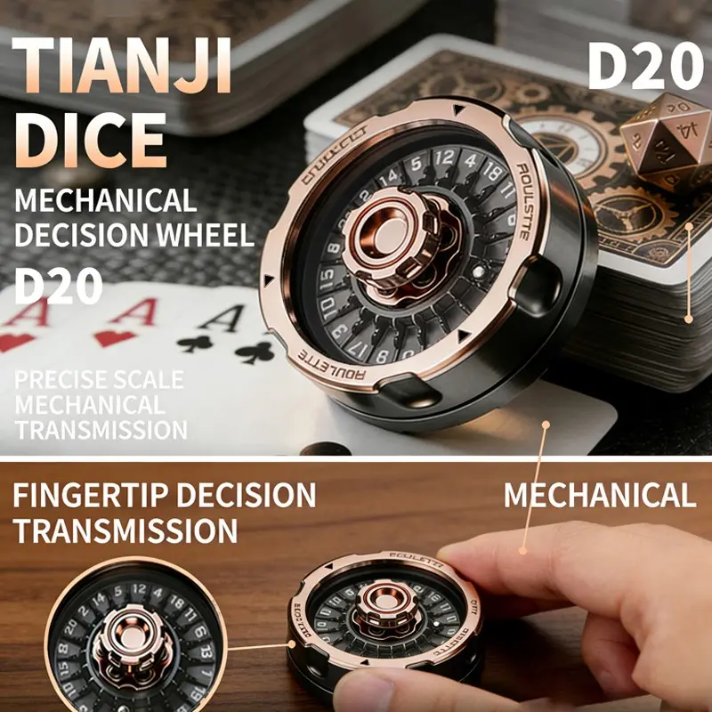 D20 Lucky Wheel Metallic Finger Spinner Stress Relief Toy, Edc Handheld Toy, Desktop Tool, D&d Board Game Relaxation Dice Gift