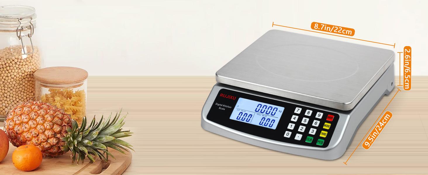 Food 88lb/40kg Large 0.05oz/1g with Price Computing 304 Stainless gram for Baking Cooking Meat Restaurant ,USB or AA Battery(Included)