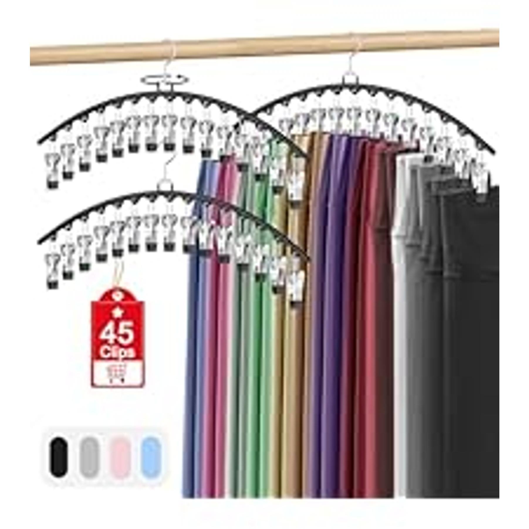 50 Pack Black Velvet Hangers Non Slip, Felt Pants Hangers Thin Space Saving Clothes Hanger Flocked Strong Durable Ganchos para Colgar Ropa with 360°Swivel Hook for Pants Jeans Shorts Skirts Tank Top