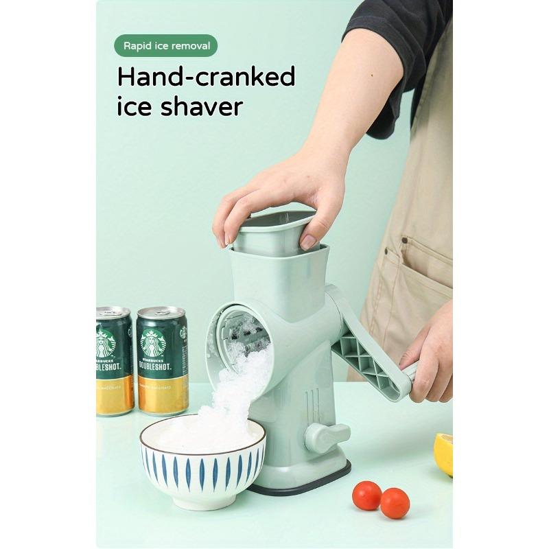 Manual Ice Maker Machine, Heavy-Duty Stainless & Plastic Hand-Crank Ice Crusher, Portable No-Electricity Ice Maker with Operation, Suitable for Home Outdoor Ice Businesses