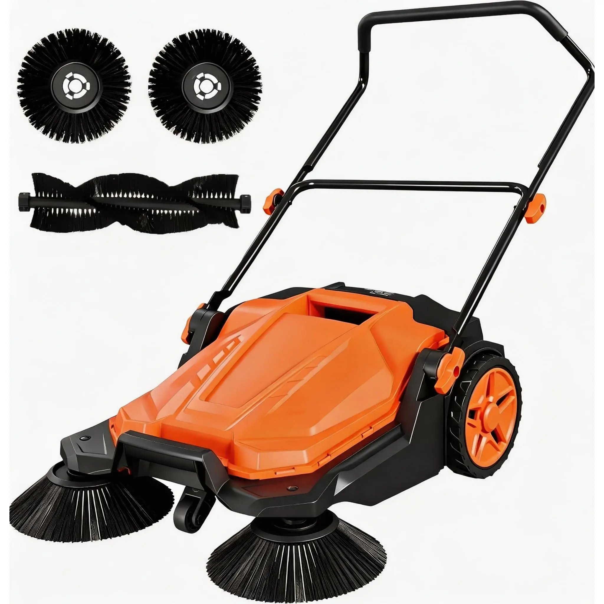 Garvee Outdoor Hand Push Floor Sweeper, 25.6" Sweeping Width