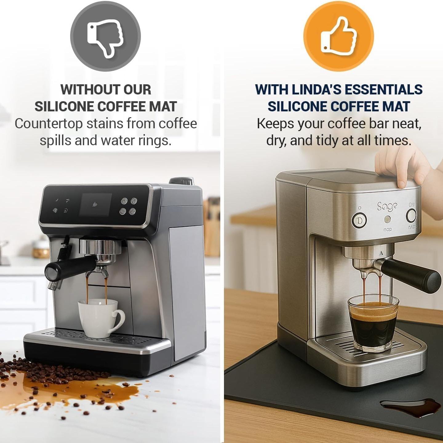 Silicone Coffee Mat, Absorbent Non-Slip Pad, Bar Counter Mat, Foldable Coffee Accessory, Drainage Design, Suitable for Espresso Machines, Kitchenware, Coasters