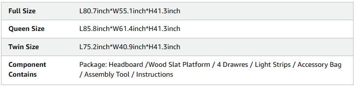 Vabches Bed Frame with Storage Headboard and 4 Drawers,Upholstered Platform with Charging Station and Led Lights,Adjustable Headboard,No Box Spring Needed,Dark Grey