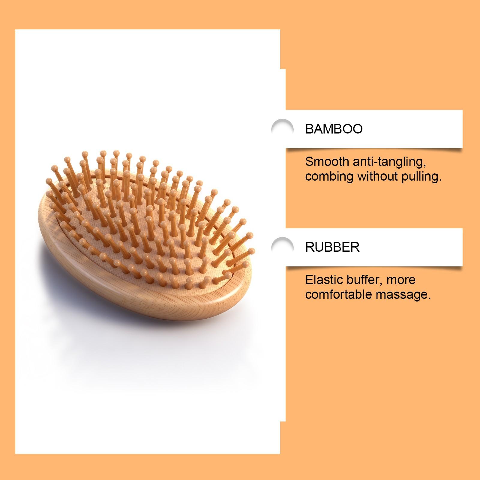 Portable Bamboo Cushion Comb, Hair Massage Brush for Daily Use, Soft Air Cushion Design, Ideal for Styling and Relaxing Hair