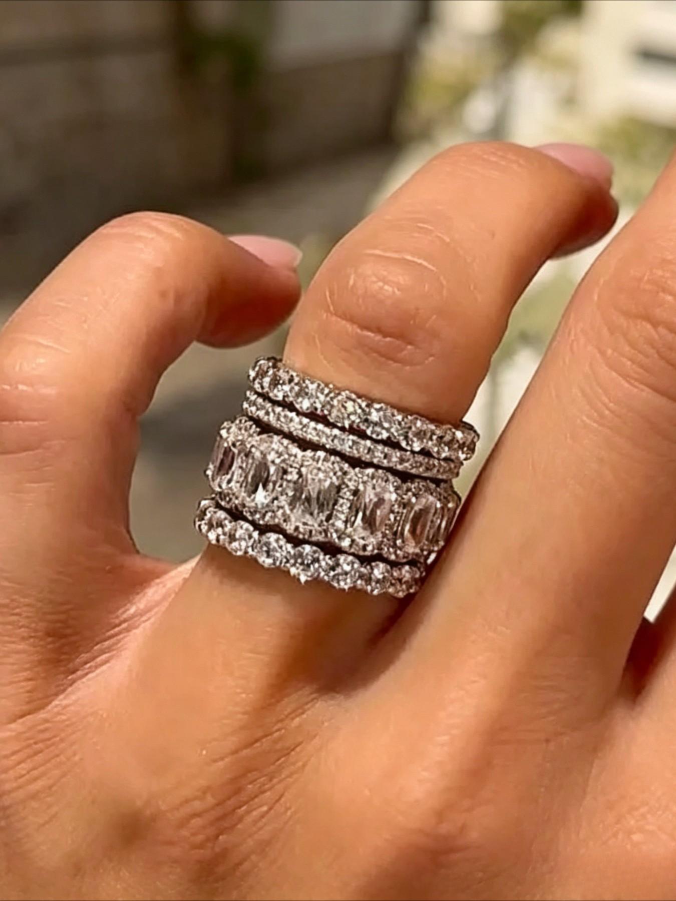 4pcs/set Luxury Inlay Shiny Zirconia Ring Set for Women Wedding Banquet Party Magnificent Stacking Jewelry Valentine'S Day Anniversary Gift Statement Rings