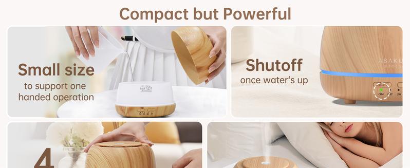 ASAKUKI Essential Oil Diffuser+10 Oil Set for Home&Office, Fragrance Aroma Humidifier, Night Light, Auto-Off Remote Control Freshener - 300ML Woody Flower Scented Perfume White Fall Home Decor