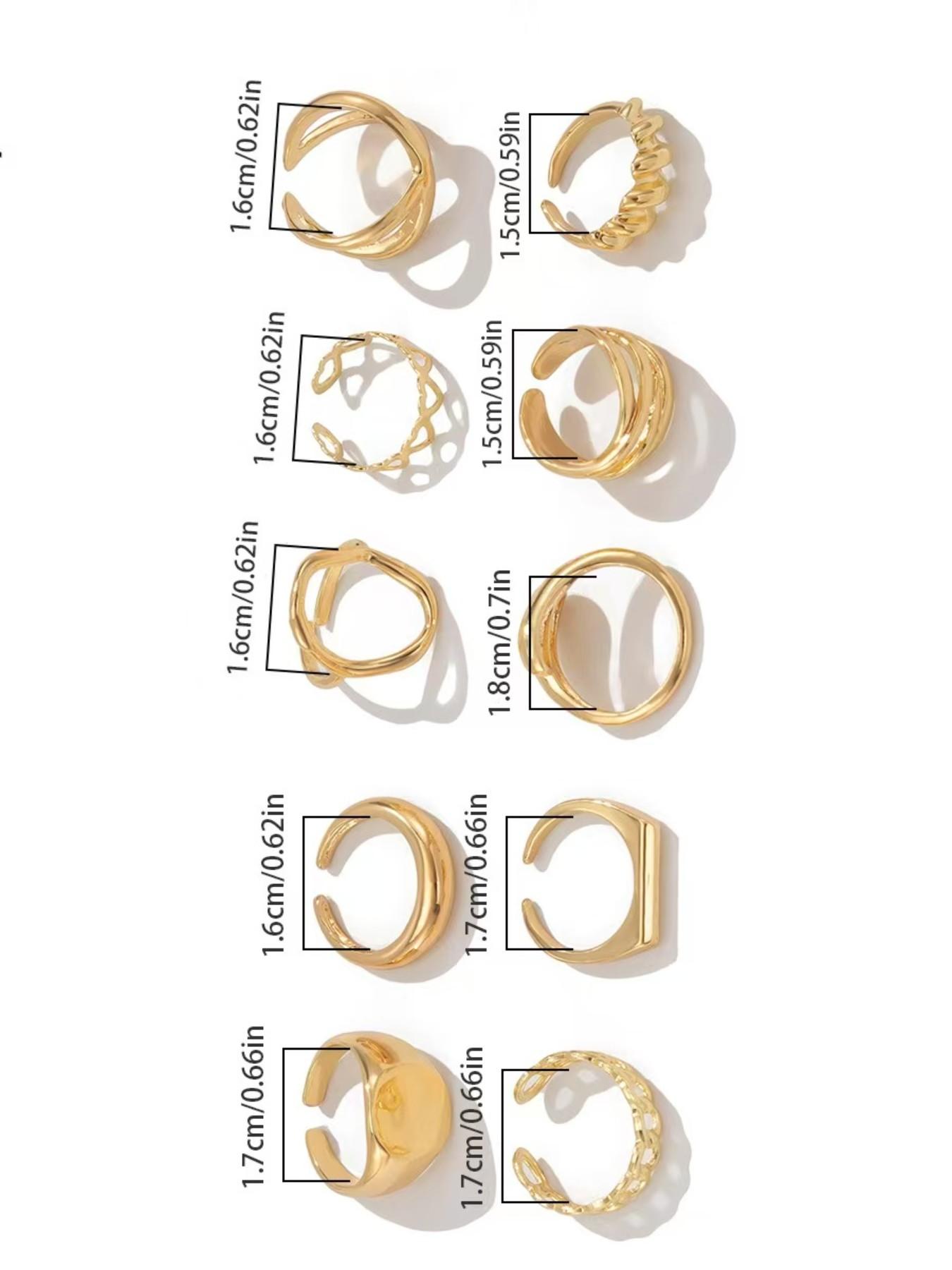 Women's Hip-Hop Style Ring Set, Unique Geometric Joint Rings, Solid Pattern, Zinc Alloy Material, All Seasons Jewelry
