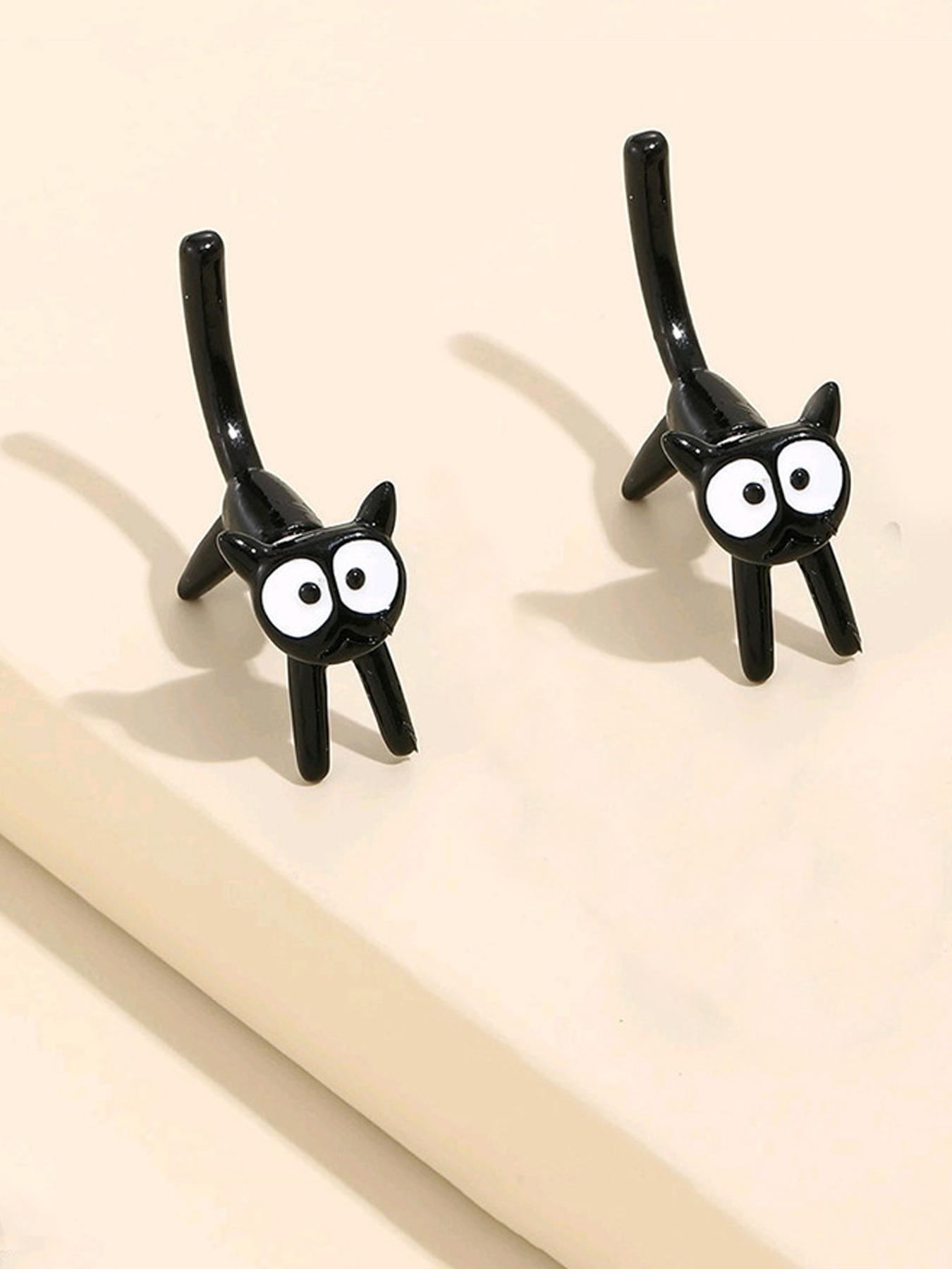 Cute Star Bell Cat Dangle Earrings Kawaii Cartoon Metal Chain Stylish Jewelry For Women And Girls Daily And Party Wear