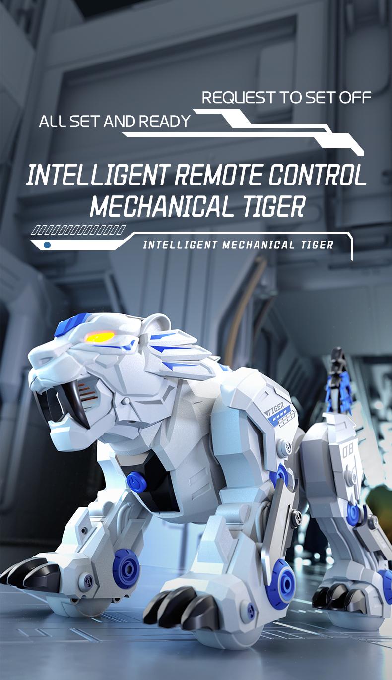 2.4GHz Electric Remote Control Tiger Toy, Smart Mechanical Pet, Dancing Storytelling Mimicry Inversion Programming, Interactive Educational Gift