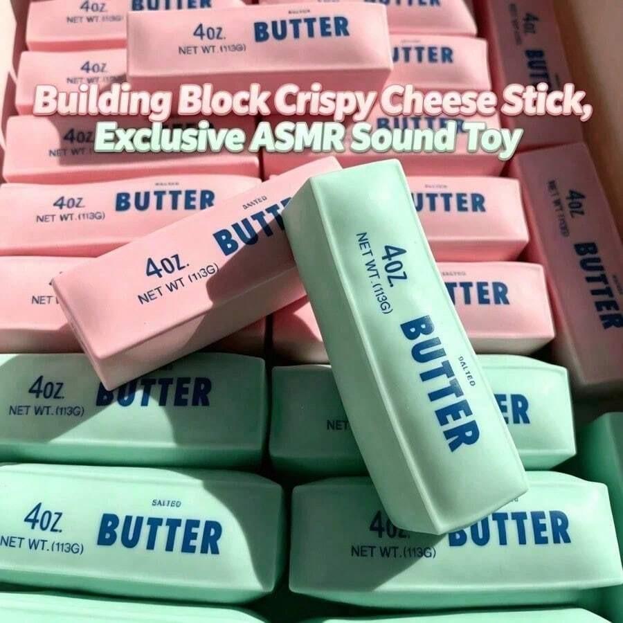 Crunchy Sound Butter Bar Squishy Toy, Kawaii Tpr Fidget, Soft Squeeze Fidget Toy Sensory Play Toy Portable Stress Relief Decompression Toy Cute Desk Relax Toy Gift For Teens Adults Handmade Ball Crispy Squishy