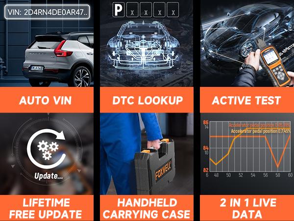 FOXWELL NT630 Plus OBD2 Scanner Bundle with OBDII 16Pin Diagnostic Extension Convert Cable Adapter, ABS SRS Car Scanner/Code Reader with ABS Auto Bleed, SAS, Airbag/Oil/EPB Reset, Active Test