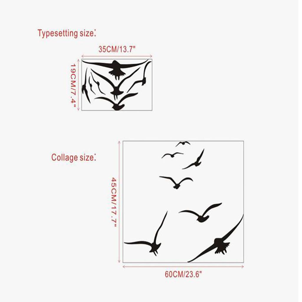 1pc Black Flying Seagulls Wall Sticker, Suitable for Living Room, Bedroom, Cabinet, Bathroom Background Wall Decoration, Home Decor, Wall Decoration