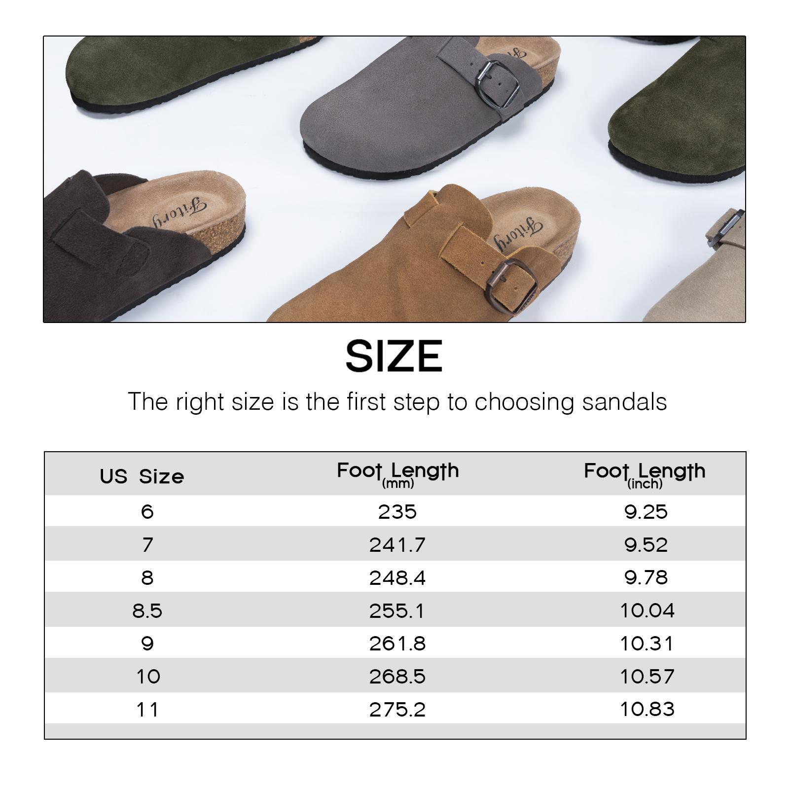 FITORY Breathe I | Women’s Suede Clogs, Womens Round Headed Cork Clogs, Suede Leather, Adjustable Straps Size 6-11