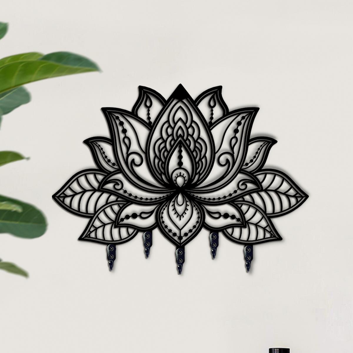 Boho Flower Design Wall Hook, 1 Count Metal Multifunctional Key Hanging Hook, Creative Home Organizer for Indoor Home Wall Decoration, Wall Mounted Organizer