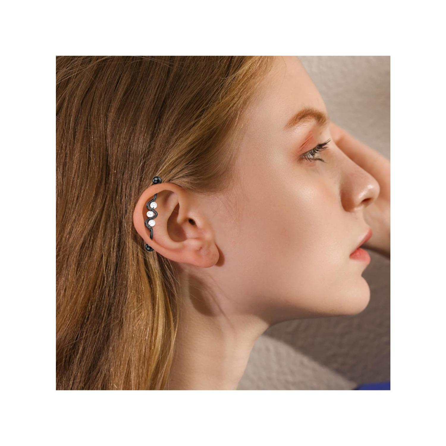 8Pcs 14G Industrial Barbell Earrings Stainless Steel Cartilage Earrings Industrial Body Piercing Jewelry for Women Men