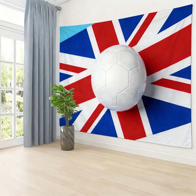 1 pc microfiber FIFA World Cup British Flag Soccer Ball Tapestry Wall Hanging Decoration for Living Room Bedroom Dining Room Outdoor and Holiday Decor Sport Theme Home Ornament Tapestry Background Cloth Hanging Cloth Wall Cloth Decorative Cloth