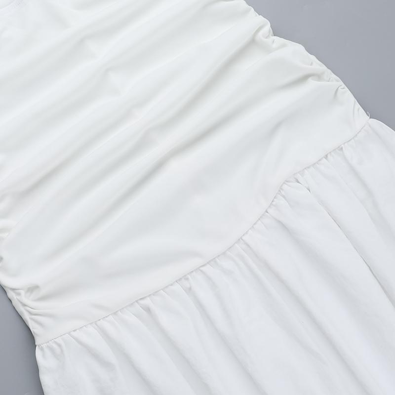 YJ24627PFO-White Dress, Spring Break Womens Elegant Off-shoulder Slim-fitting Long Dress, Tube Top Hollow A-Line Holiday Casual Dress for Women