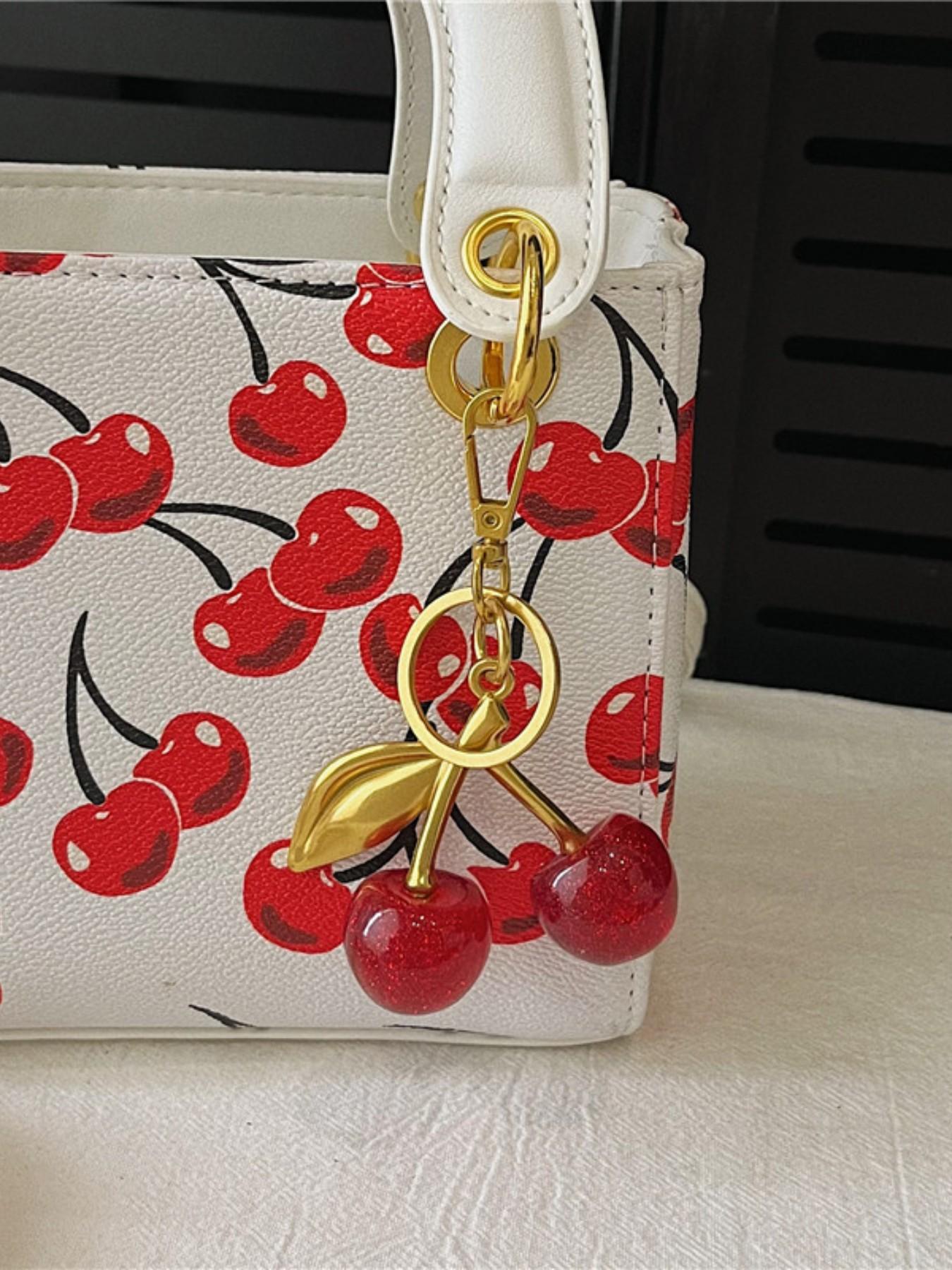 Background Cherry Print Mini Two-In-One Bag, Valentine's Day Gift, Sweet Girl Style, Perfect for Date, Romantic Exclusive Background Cherry Print Mini Two-In-One Bag, Valentine's Day Gift, Sweet Girl Style, Perfect for Date, Romantic Exclusive