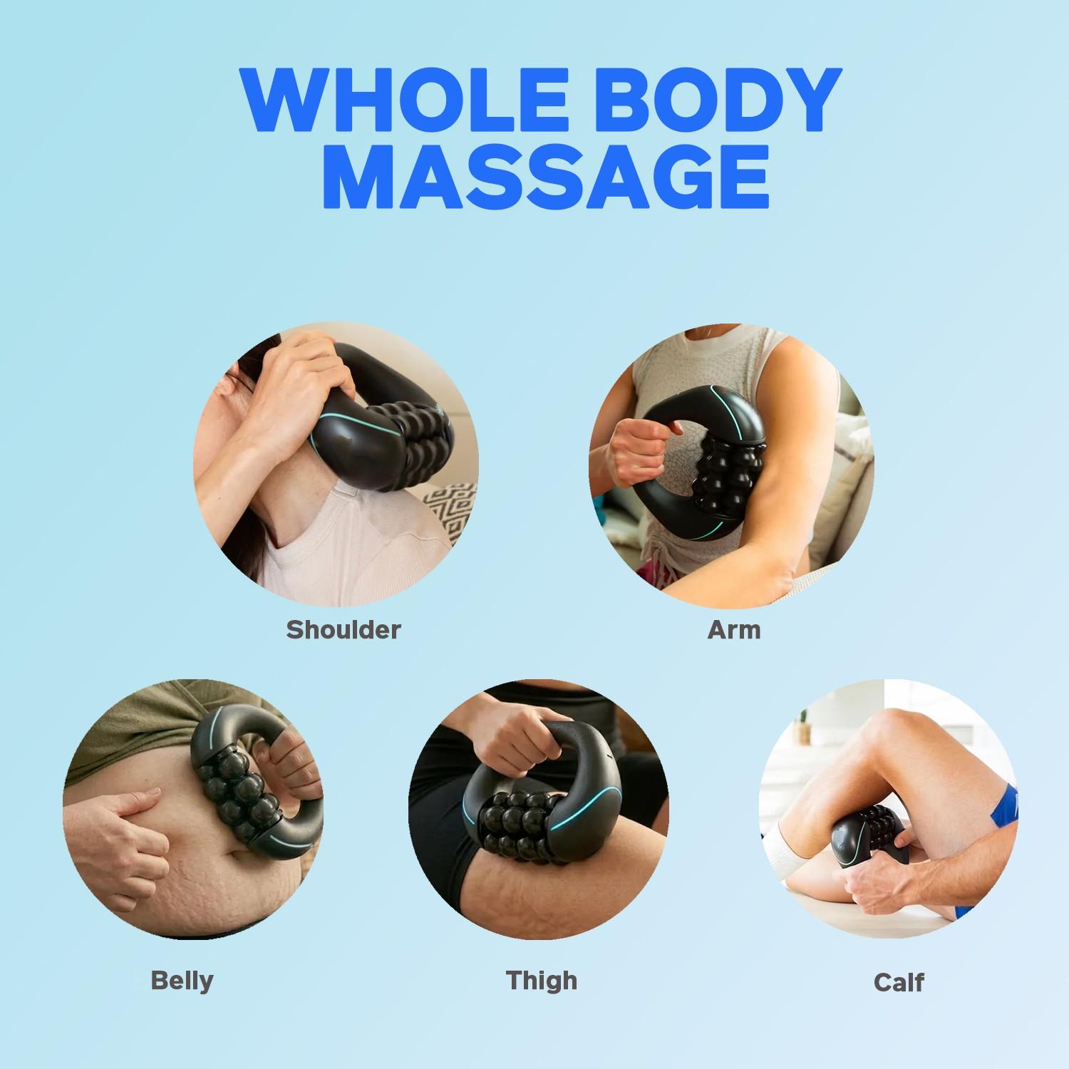Handheld Cordless Electric Muscle Roller Massager, Rechargeable Electric Roller with 3 Speed Settings, Home Fitness Massager for Shoulder, Neck and Legs, Handheld Body Massage Roller