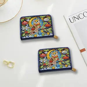 DIY Diamond Painting Bling Rhinestone Makeup Bag Zipper Closure Diamond Dot Diamond Card Pack Large Capacity 5D Diamond Painting Pouch for Cash Carry Daily Use Travel
