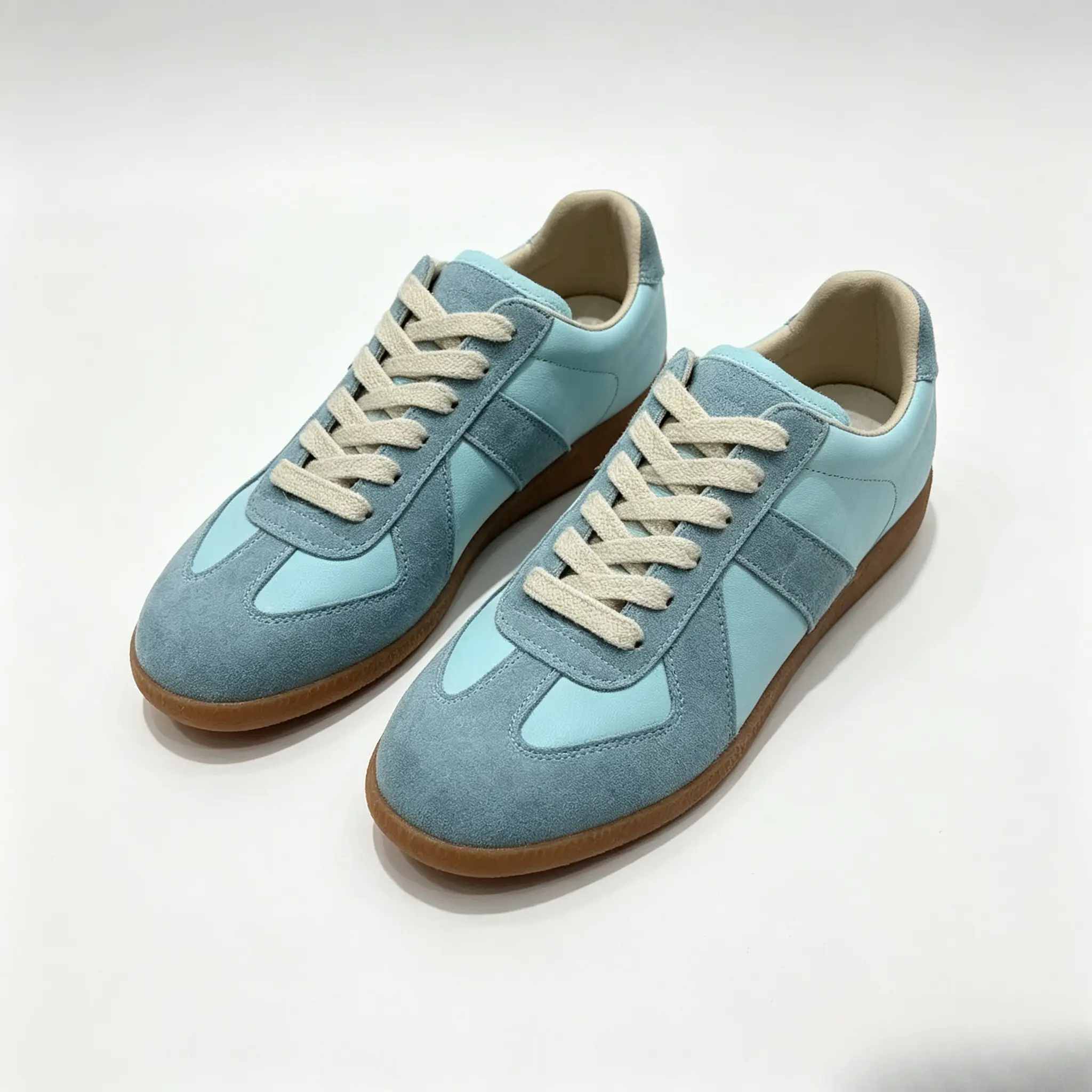 Vintage German Style Casual Sneakers For Women, Leather & Suede Splicing Low Top Flat Shoes, Comfort Gum Sole Lace Up Street Fashion Trainers For Shopping Travel