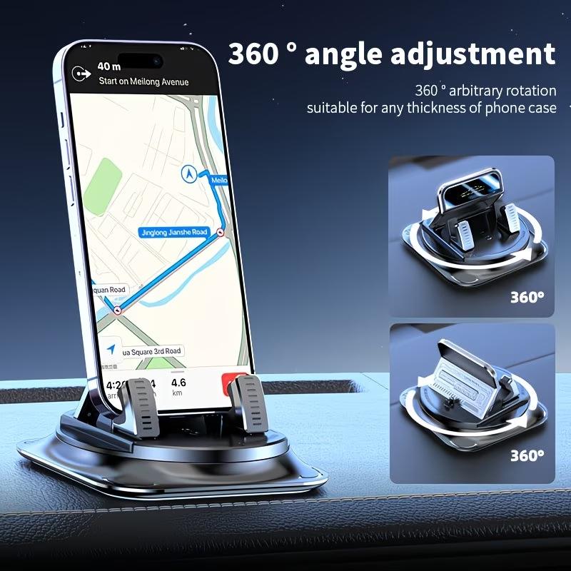 360 Degree Rotating Car Phone Holder, Dashboard Mount, Non-Slip Navigation Stand, Universal Fit for Most Cars, Secure & Convenient
