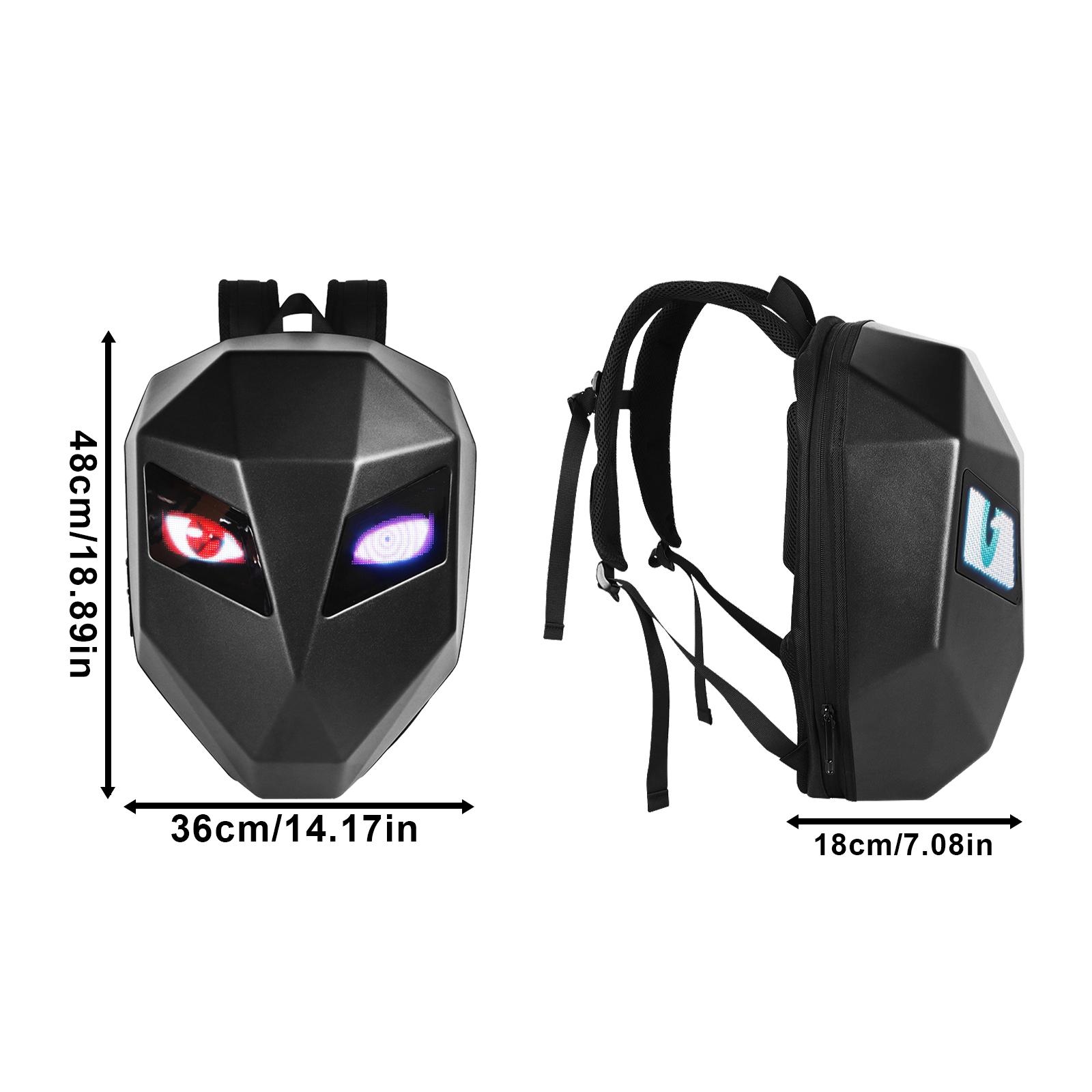 Smart LED Programmable Motorcycle Backpack Waterproof Hard Shell, Large Capacity Full-Size Helmet and Laptop, University Gift Birthday Christmas Gift, University Gift, Cool Gift for Boys, LED Cool Backpack（Requires Self Provided Power）