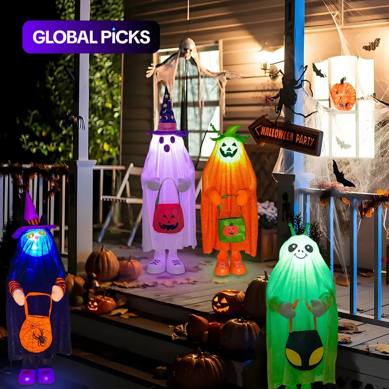 Ghost Design Halloween Decoration, 1 Count Cute Ghost with LED Light Up, Halloween Decorations for Home Party, Lighted Ghost Decor (Battery Required, without Battery) #GLOBAL PICKS