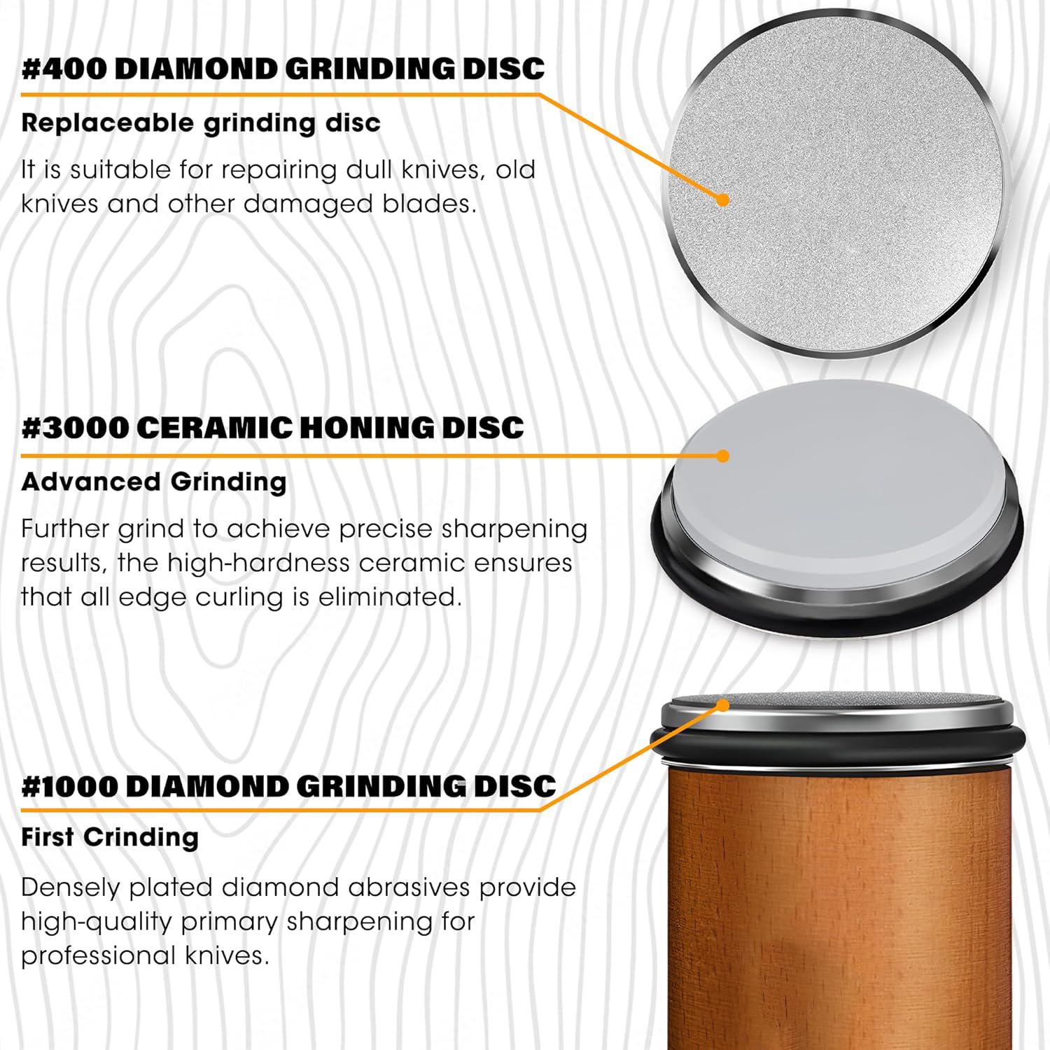 Wooden Durable Diamond Rolling Knife Sharpener Tool - 12/15/17/19/22 Degrees Magnetic Angle, Magnetic Blade Holder, Lightweight Kitchen Sharpening Kit Essentials