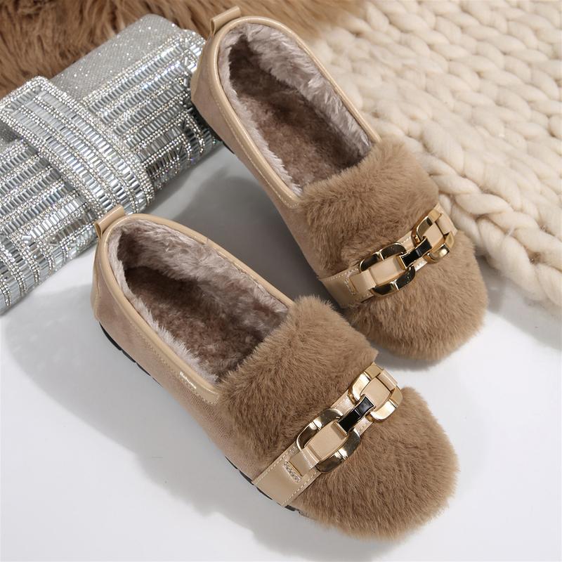 Women's Fuzzy Loafers Soft House Shoes with Indoor & Outdoor Anti-Skid Sole Springfresh