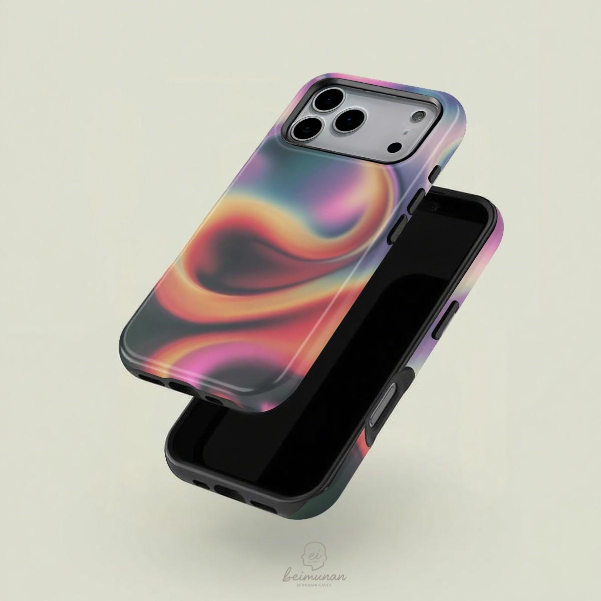 Gradient Fluid Pattern Phone Case, Durable Shockproof Fashion Cover for iPhone 11-17 Pro Max, Samsung Galaxy S25-S23 Ultra