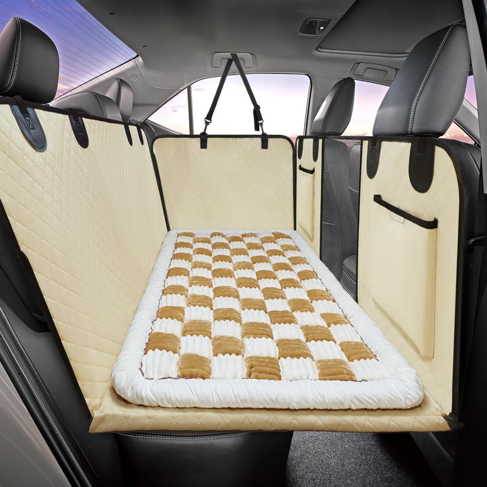 Pet Bed Mat for Car Backseat Extender Non-Slip Plaid Dog Bed Blanket for Car Back Seat Travel Pet Mat Custom Fit for Backseat Extenders and Seat Covers