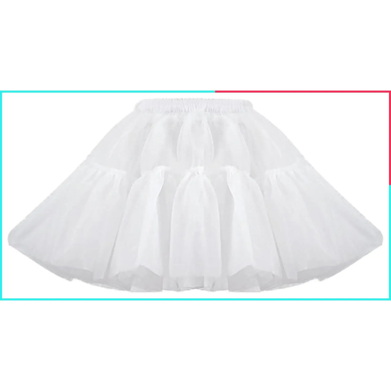 Women Girls 50s 4 Layers Short Tulle Hoopless Crinoline Petticoat Underskirt Bubble Dress Skirt
