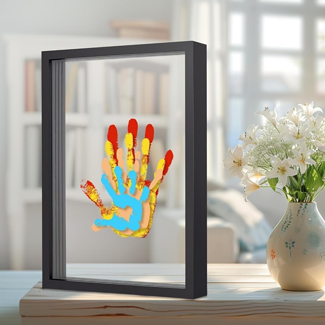 Thanksgiving/Cyber Monday/Christmas/New Year Gift 🎁 Family Handprint DIY Kit - Wooden Keepsake Frame with 6 Acrylic Paints for New Parents
