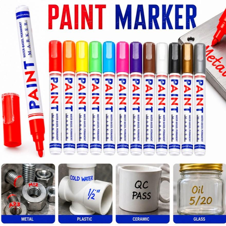 Permanent Paint Marker Pen Set, Waterproof Quick Dry Markers for Car Tires, Metal, Wood & Glass, Ideal for DIY Crafts & Repair, Waterproof Art Markers, Marker Pens Set