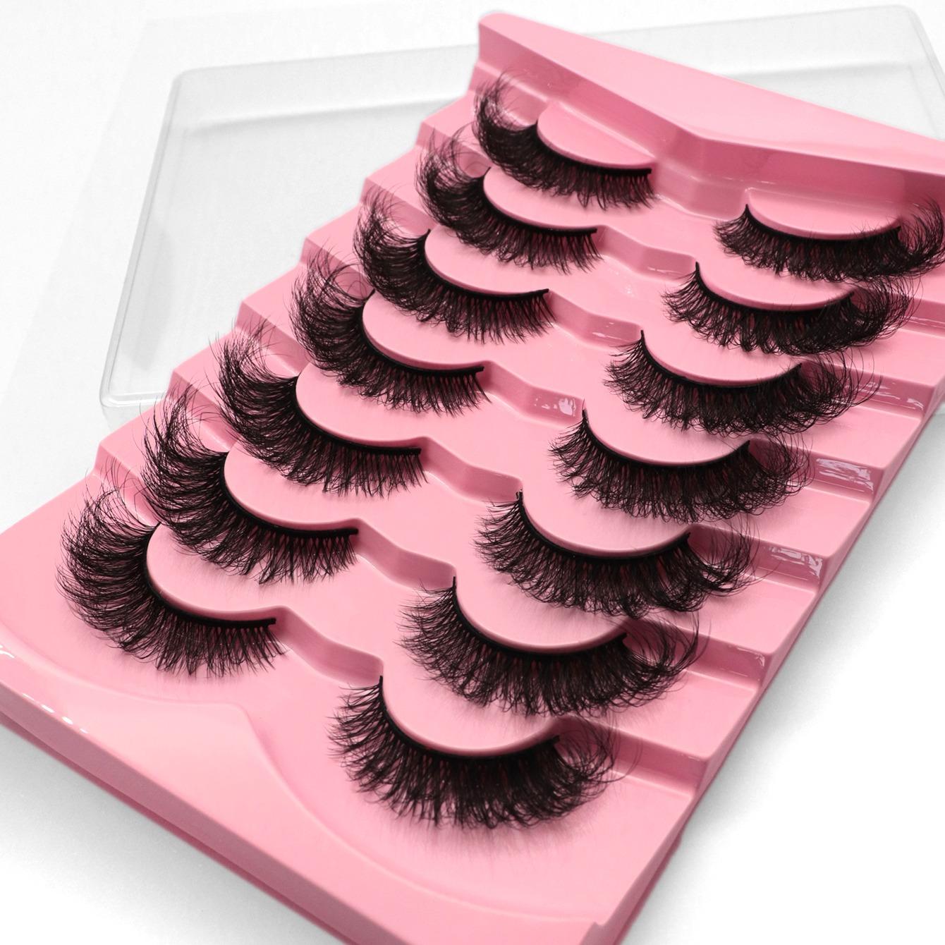 Fluffy False Eyelashes, 14 Pairs/set Mixed Curl Faux Cluster Eyelashes for Eyelashes Extensions, Natural Curling Eyelashes Kit for Women & Girls Eye Makeup Enhancement