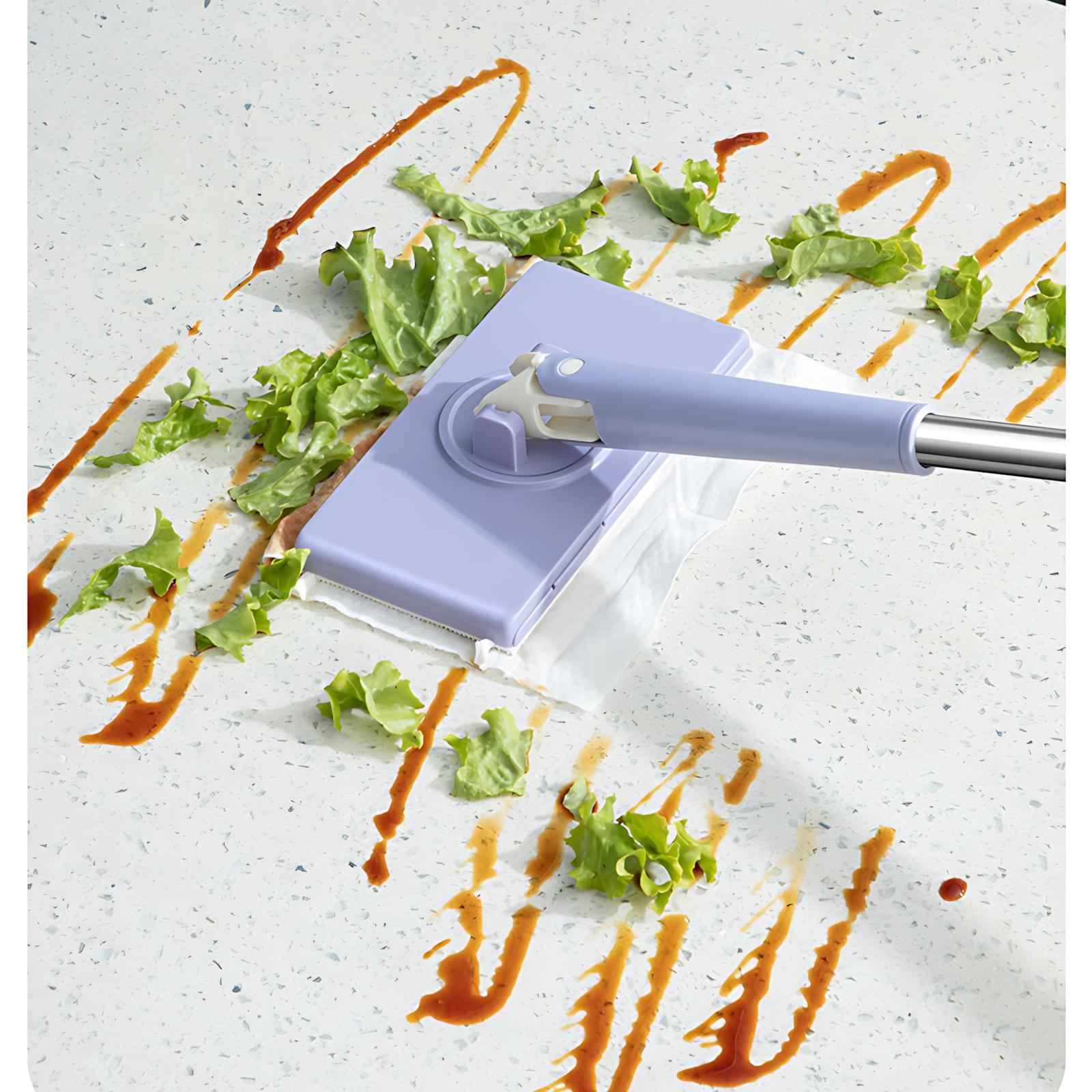 Portable Self-Squeeze Mop Set, Flat Mops, Reusable Cleaning Tool for Hard Floors, Compact Bathroom & Home Maintenance Accessory