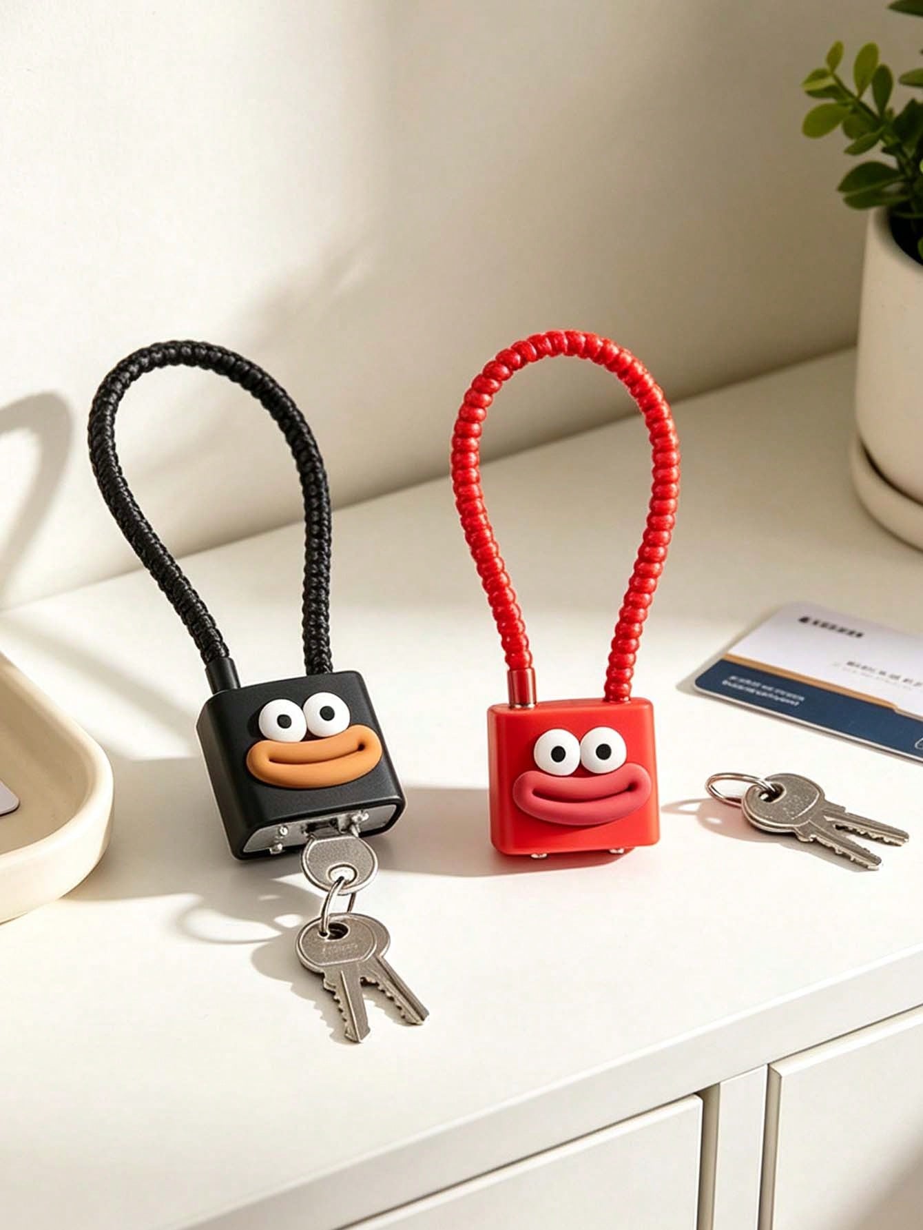 Cute Lips Pattern Cable Stainless Steel Padlock, Mini Anti-Theft Travel Lock for Luggage Backpack Gym Locker Cabinet, Multipurpose Security Lock, Ideal Back to School Travel Birthday Holiday Gift for Students Teachers Friends