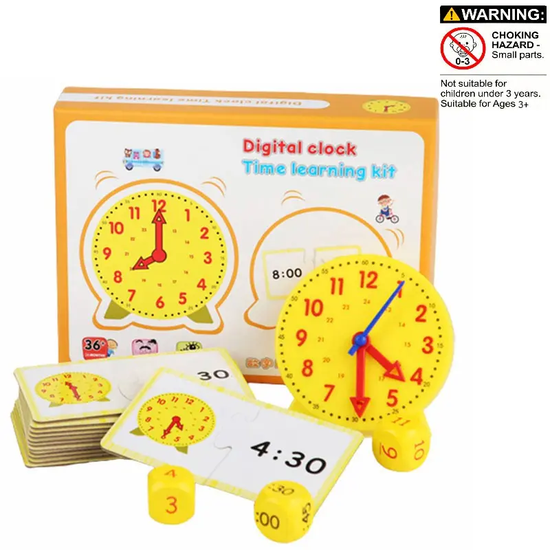 Time-Teaching & Demonstration Digital Clock Model Set, Includes 1 Plastic Clock, 3 Dice and 12 Double-Sided Content Cards, Math Learning Tool for Kids, Math Teaching Aid and Visual Learning Materials #GLOBAL PICKS