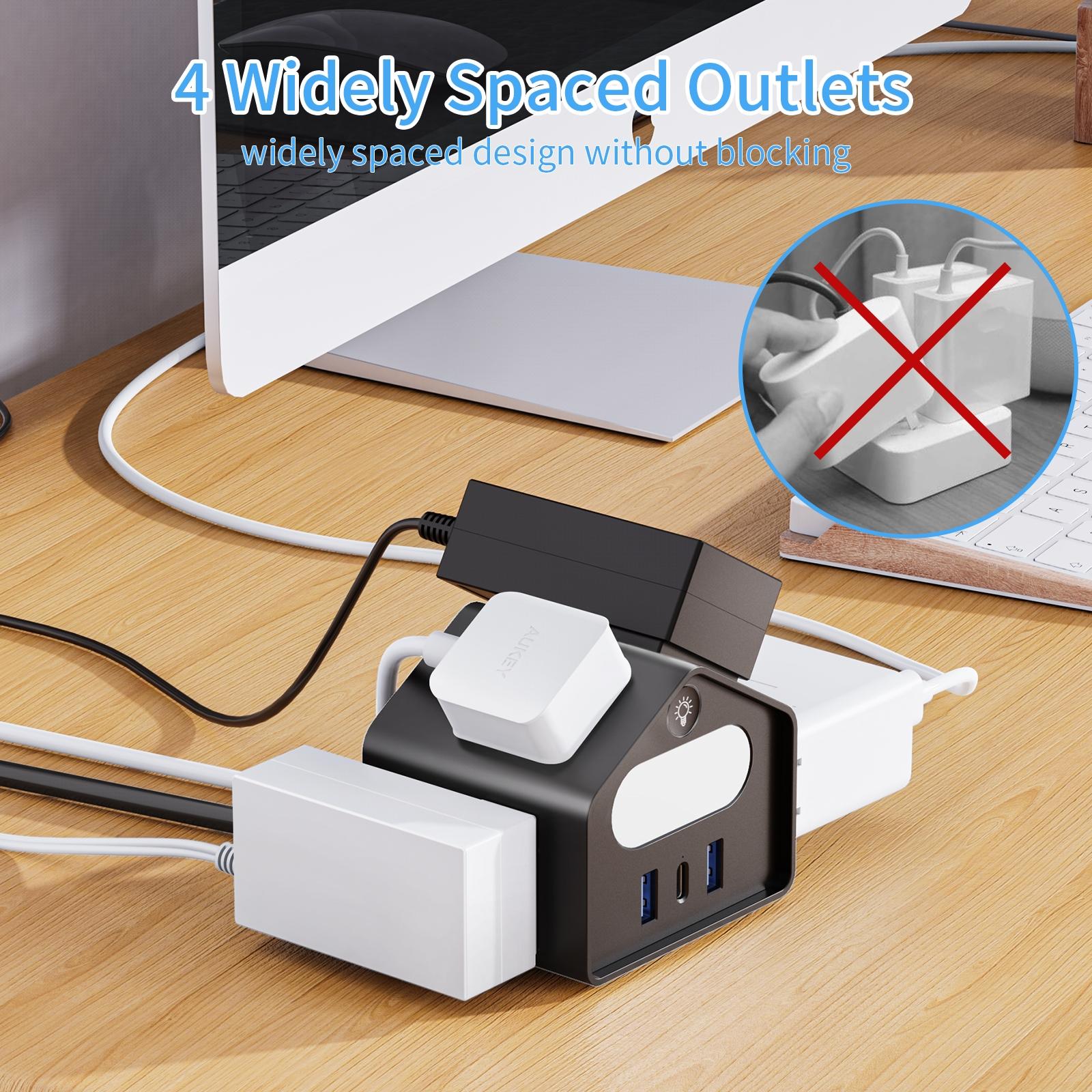Us Plug Mini Socket with Pd18w Fast Charging, Creative Design Power Strip, 2 Meter Extension Cord for Office & Home Use