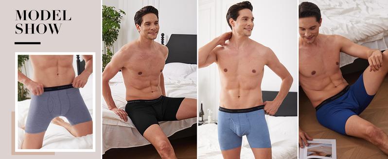 BAMBOO COOL Men's Underwear Boxer Briefs Soft Comfortable 92% Viscose 8% Spandex Gift Sets for Boyfriend 4 Pack or 7 Pack Premium Material Breathable Moisture-Wicking Elastic Stretching